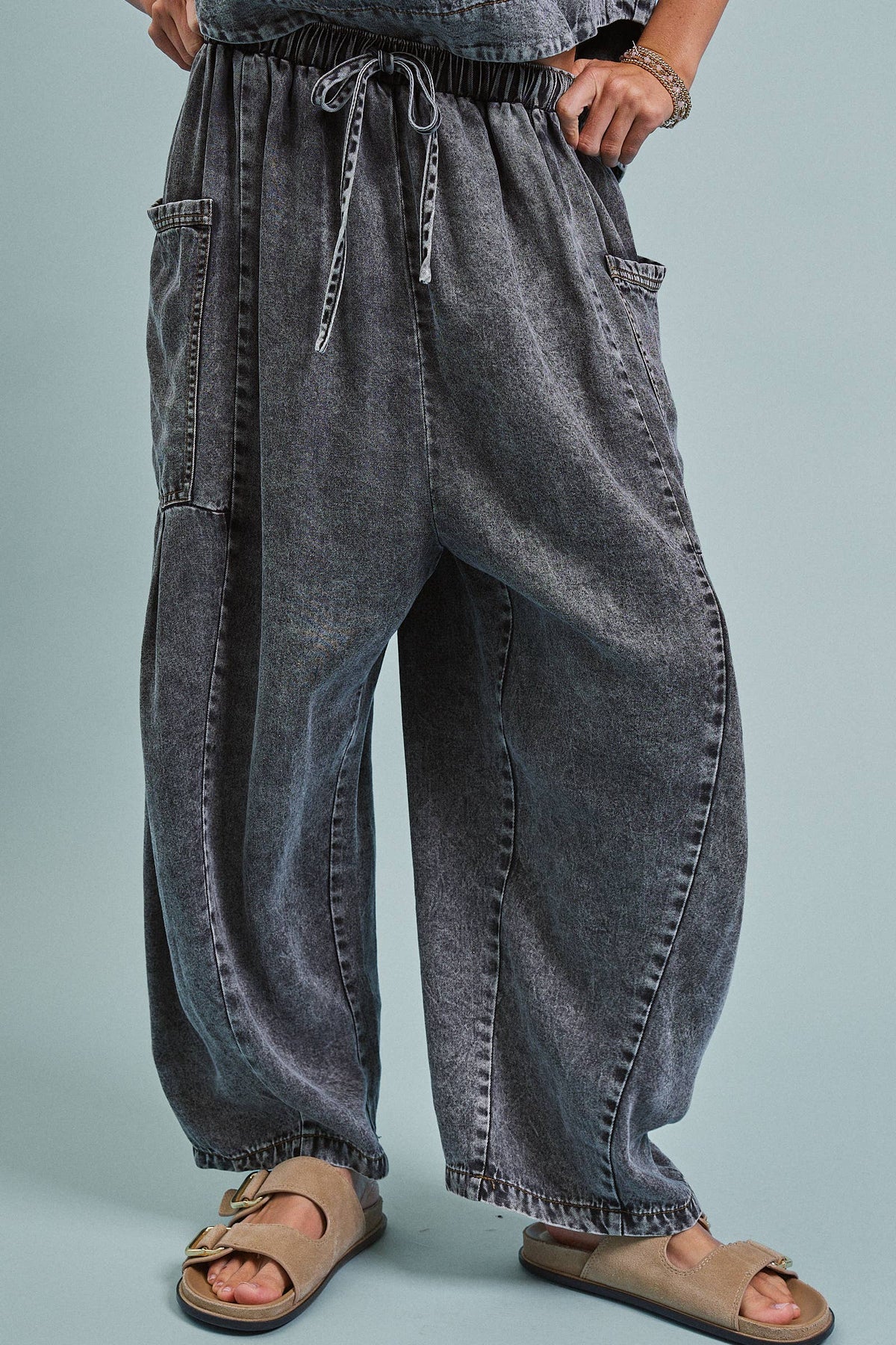 Utility Wide Leg Pants/Charcoal