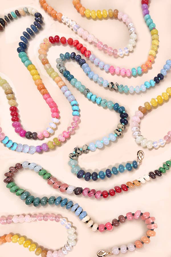 GLASS BEAD NECKLACE/Mixed Blues