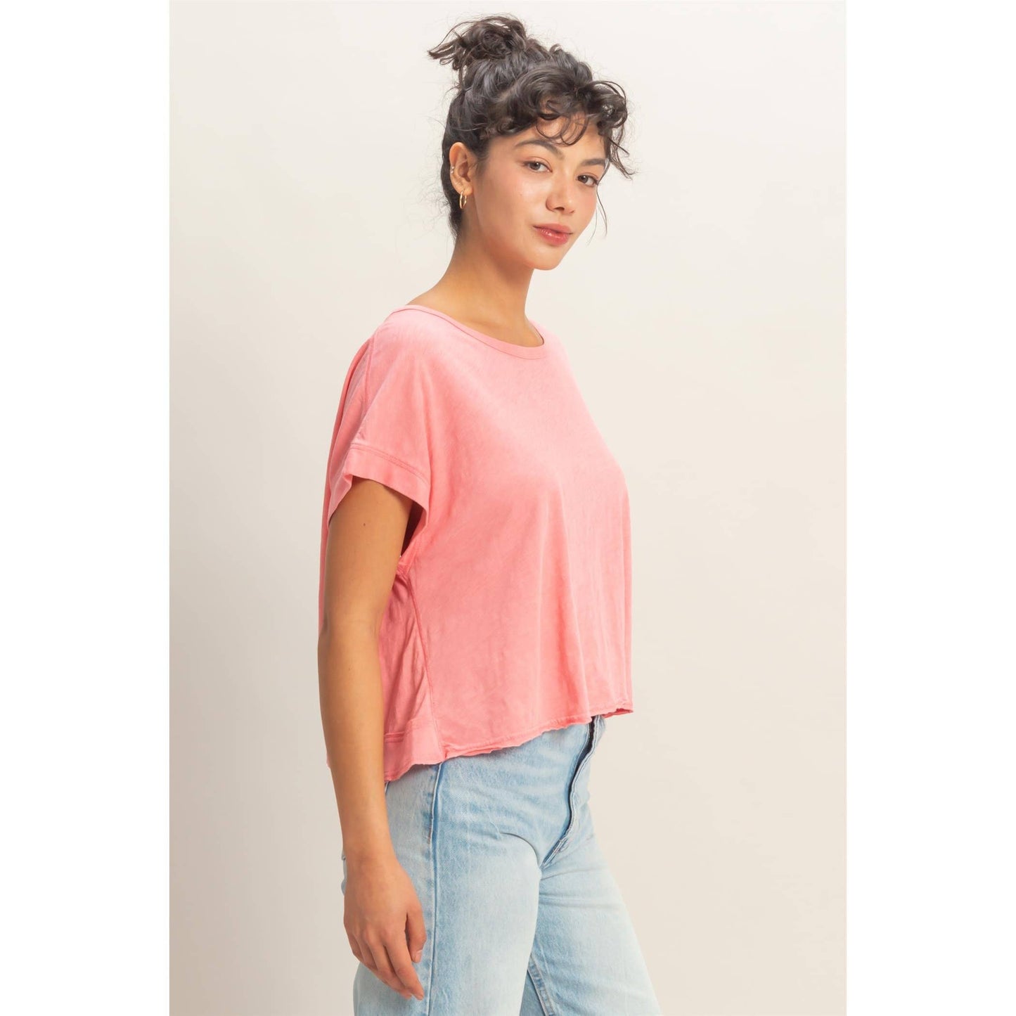 Cross Detail Open Back Top/taffy pink