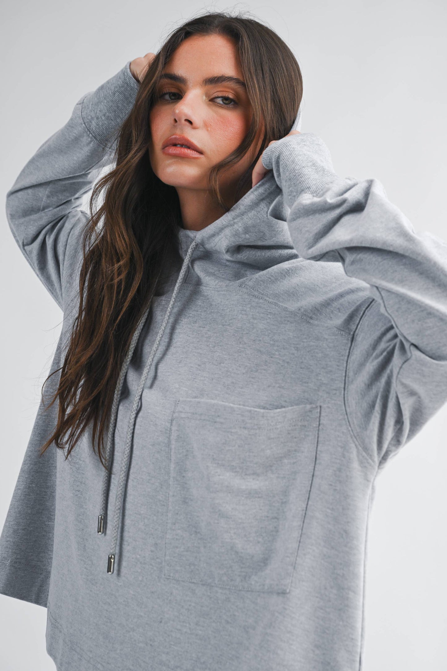 Relaxed Pocket Hoodie/Heather Gray
