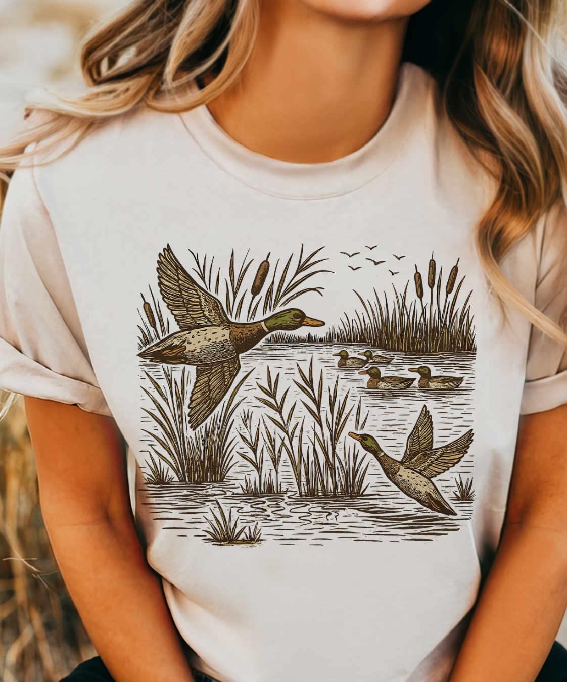 Flying Mallards Tee/Cream