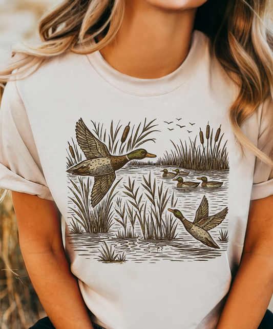 Flying Mallards Tee/Cream