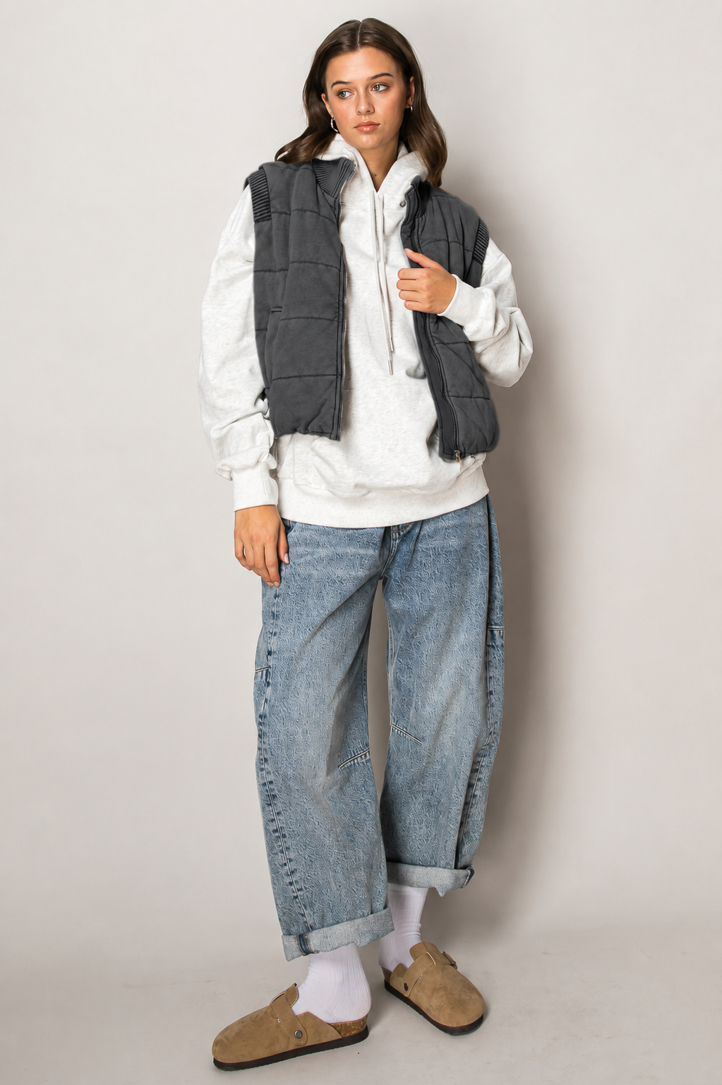 Mixed Media Patch Vest/Blk