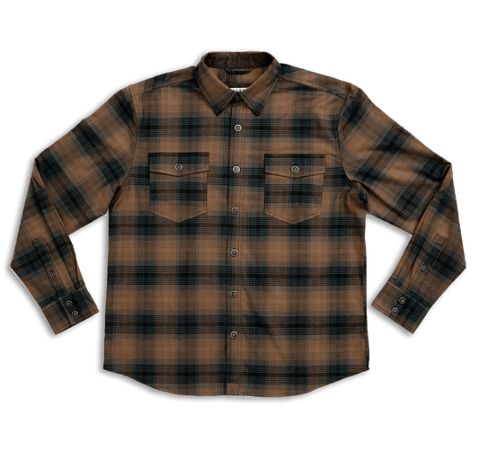 Foreman Stretch Flannel: Brass & Pine / MD