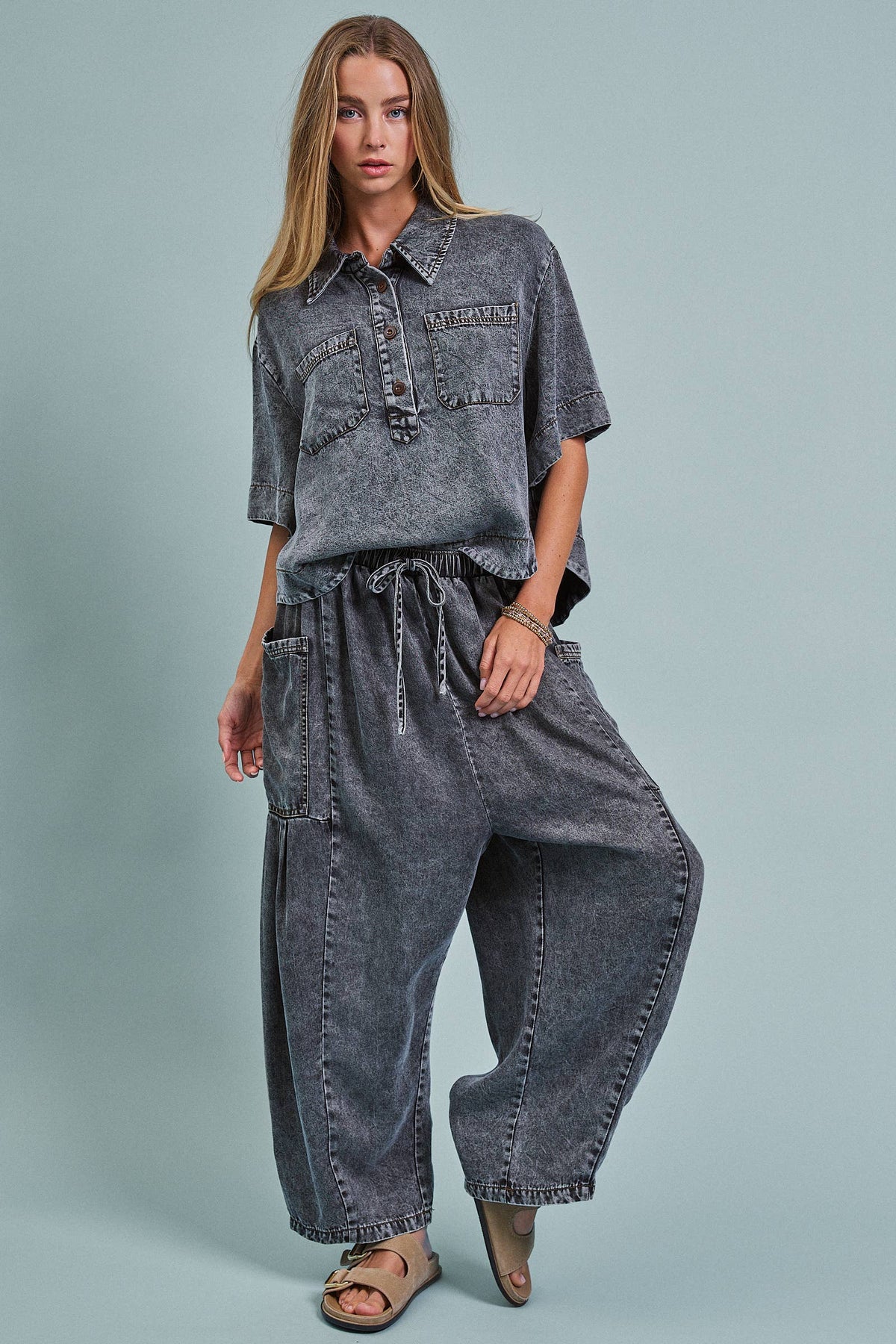 Utility Wide Leg Pants/Charcoal