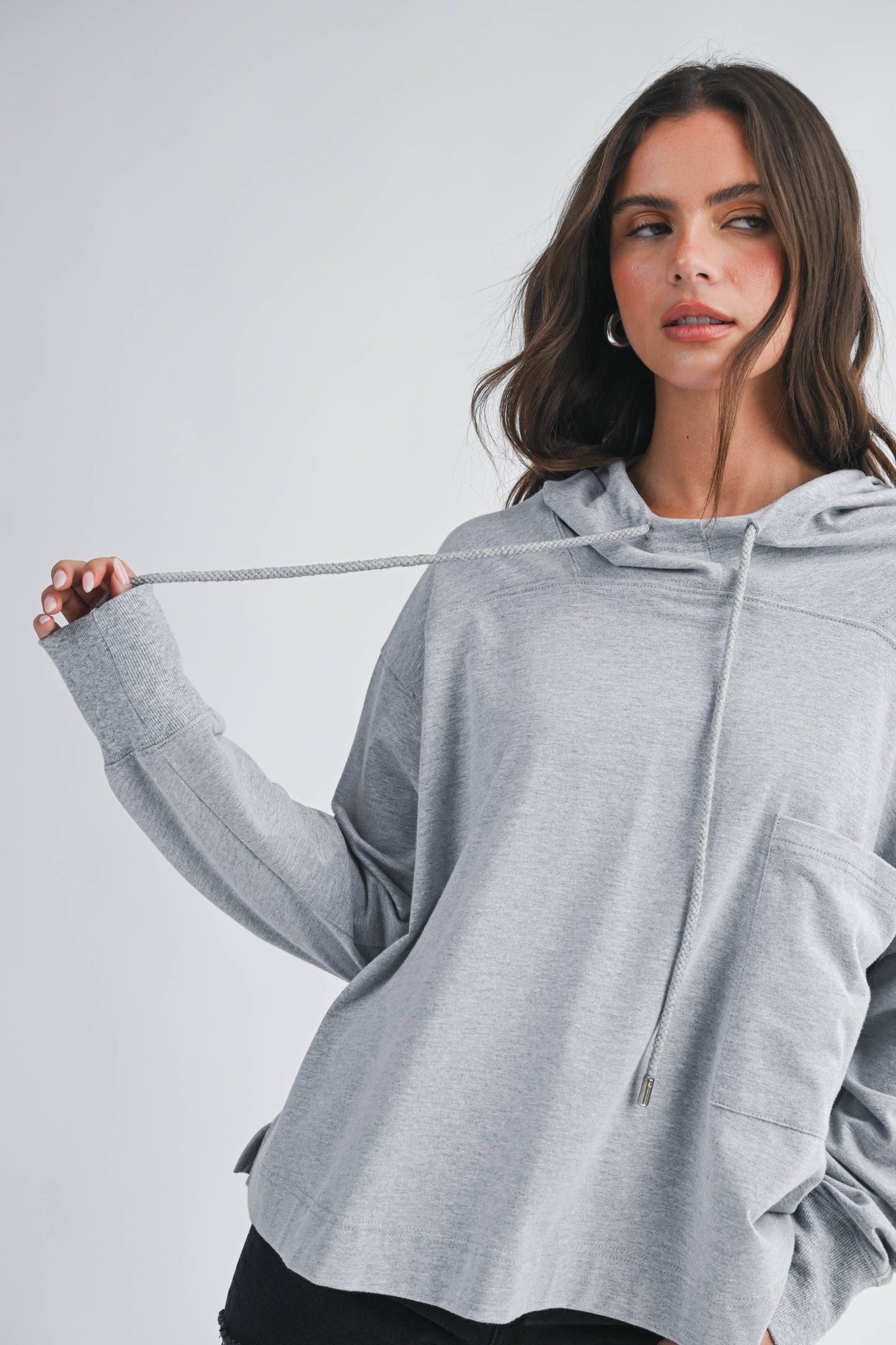 Relaxed Pocket Hoodie/Heather Gray
