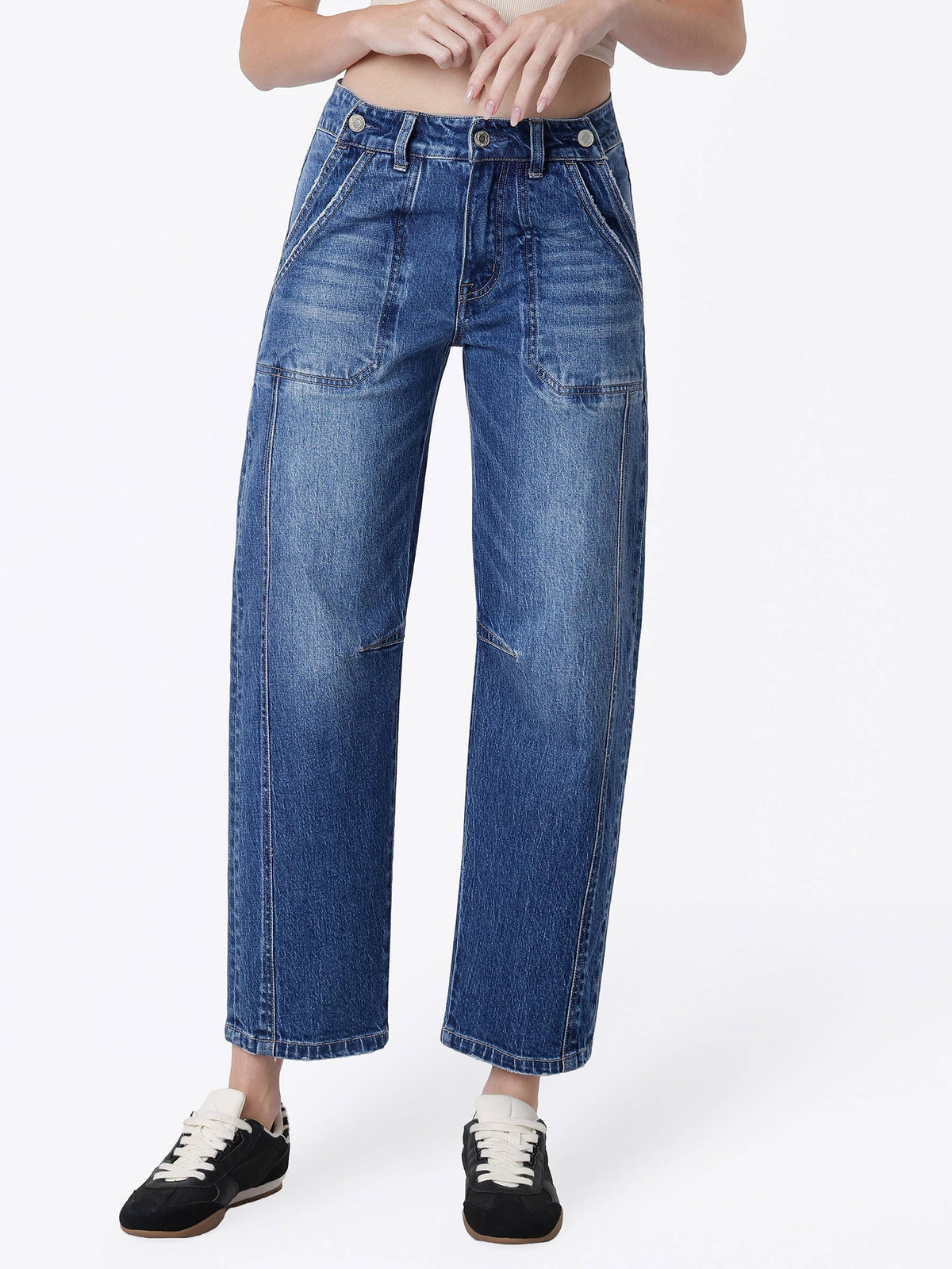 HIGH RISE DOUBLE POCKETS BARREL Jeans