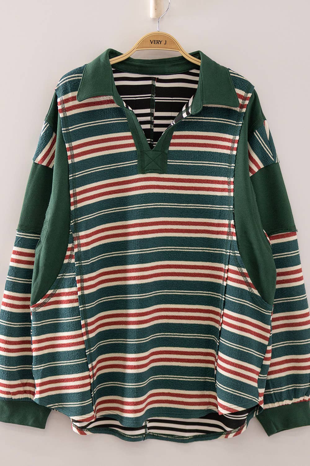 Striped Rugby Pullover/GreenRed