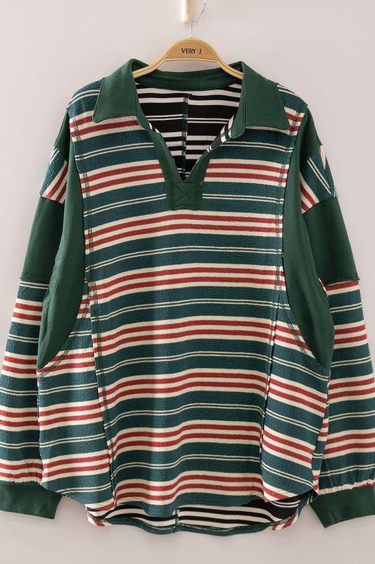 Striped Rugby Pullover/GreenRed