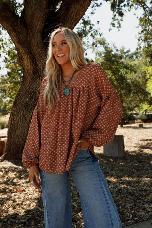 Kendrix Printed Top/Ginger