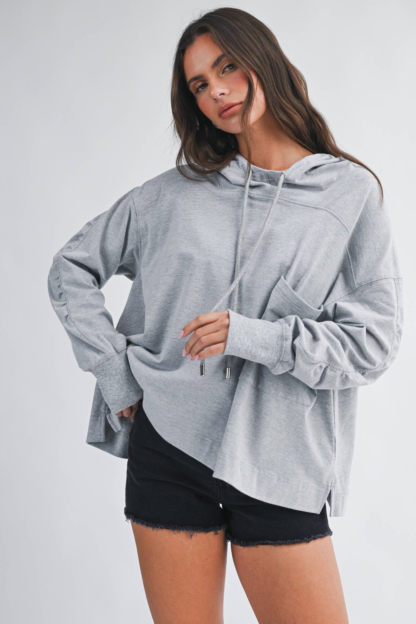 Relaxed Pocket Hoodie/Heather Gray