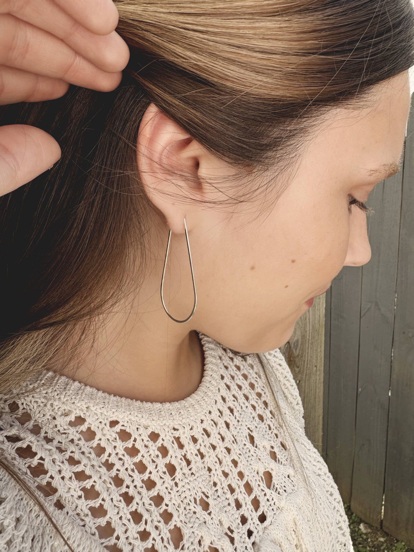 TEARDROP Hoop Earrings/Sterling Silver