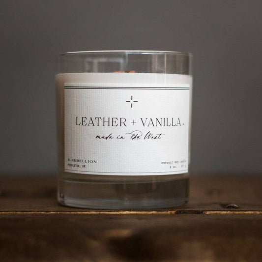 Leather + Vanilla Candle 8 oz.