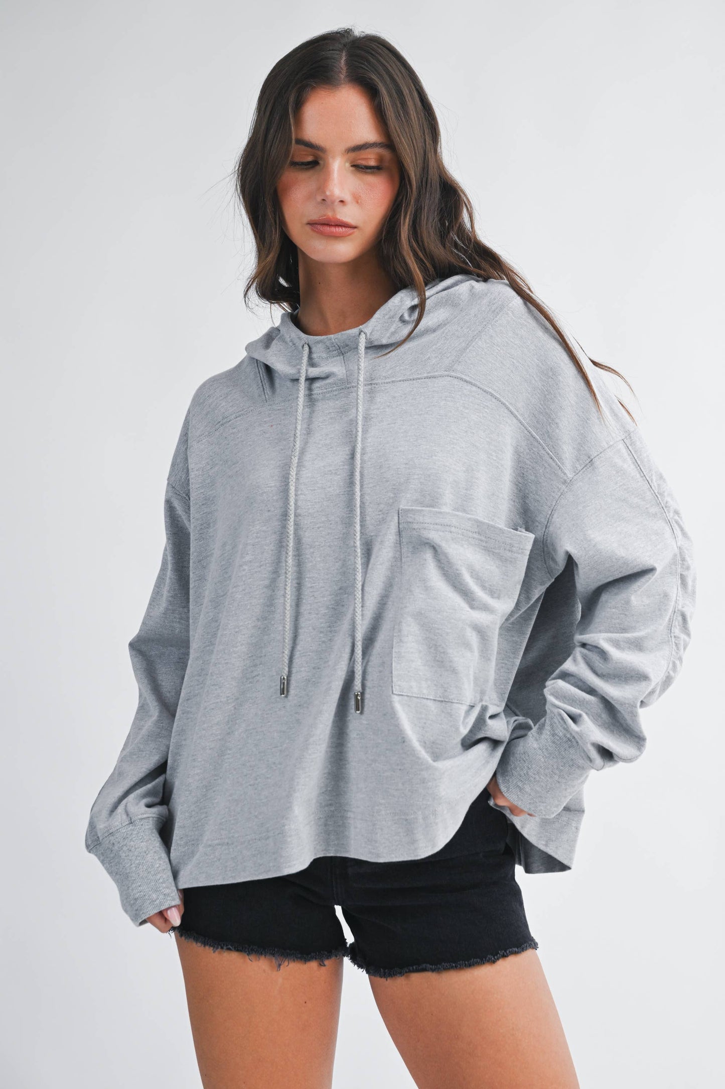 Relaxed Pocket Hoodie/Heather Gray