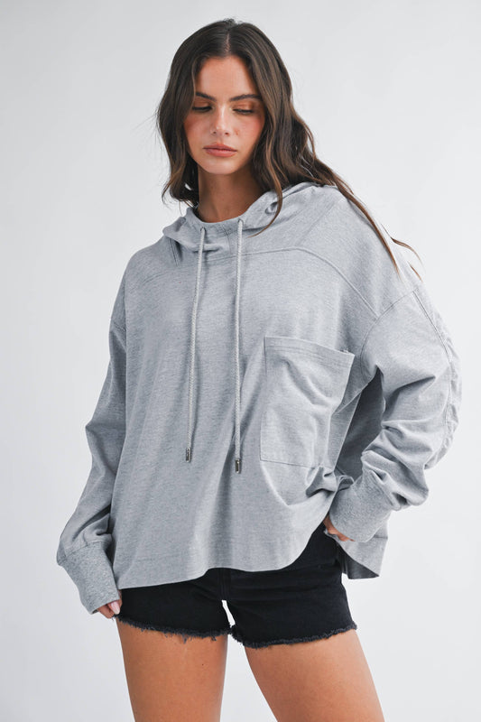 Relaxed Pocket Hoodie/Heather Gray