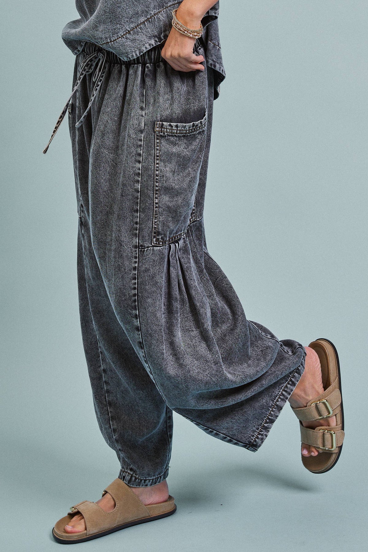 Utility Wide Leg Pants/Charcoal