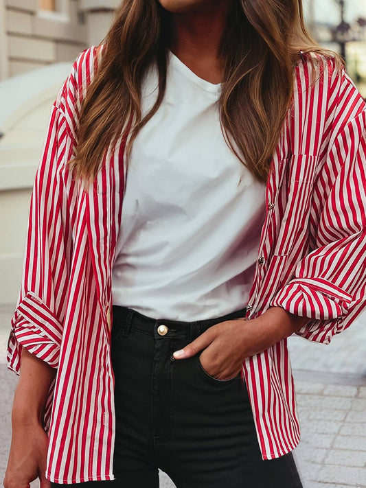 Red Stripe Button Up
