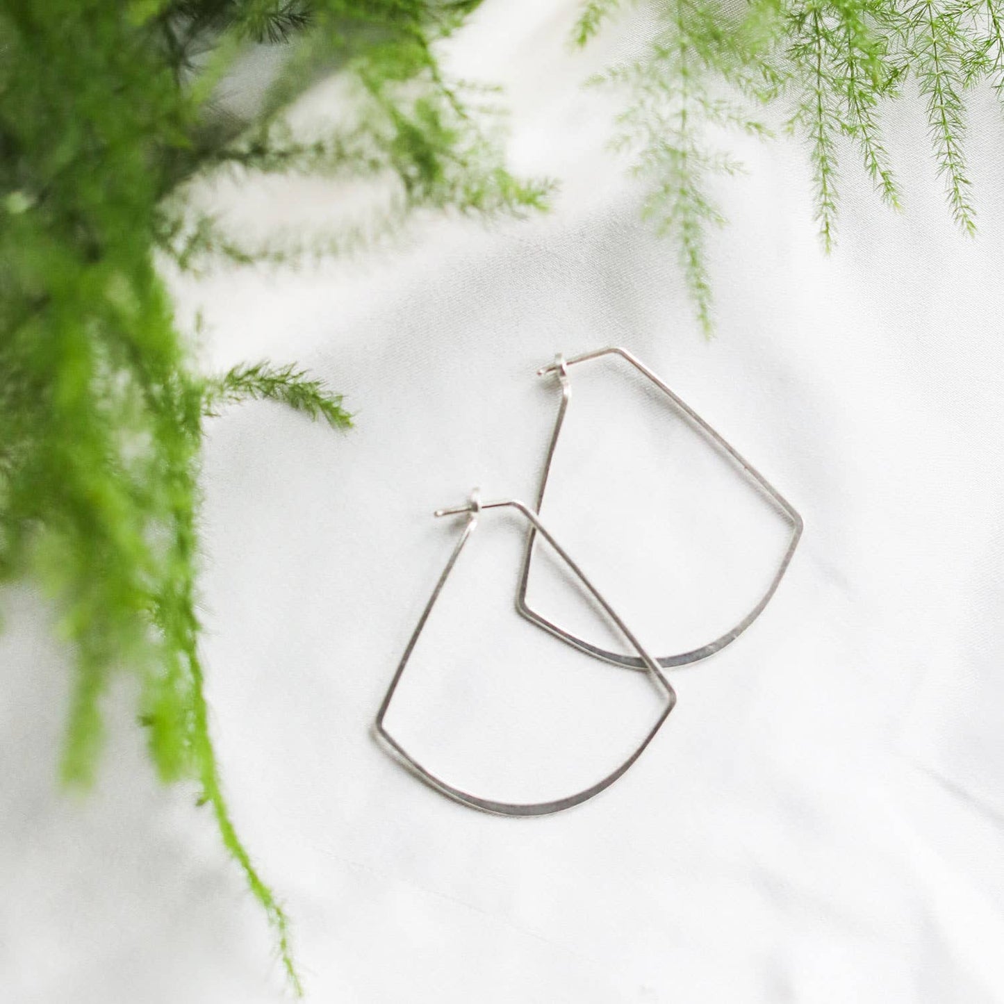 Minimal Hoop Earrings: FAN | sterling silver or gold filled: Sterling Silver