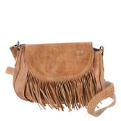 BED STU EASTEND FRINGE CROSSBODY in TAN