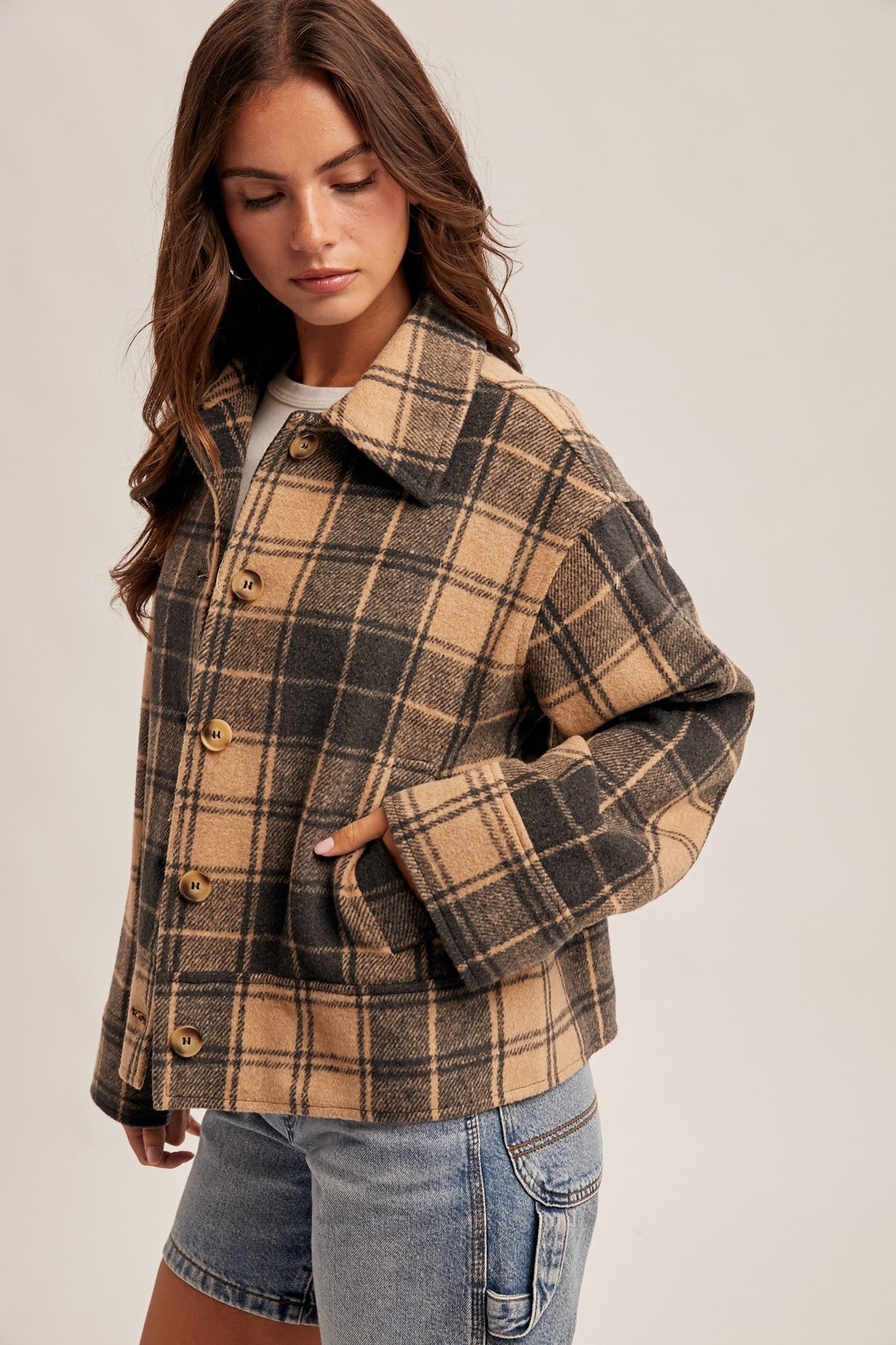 Button Down Plaid Jacket