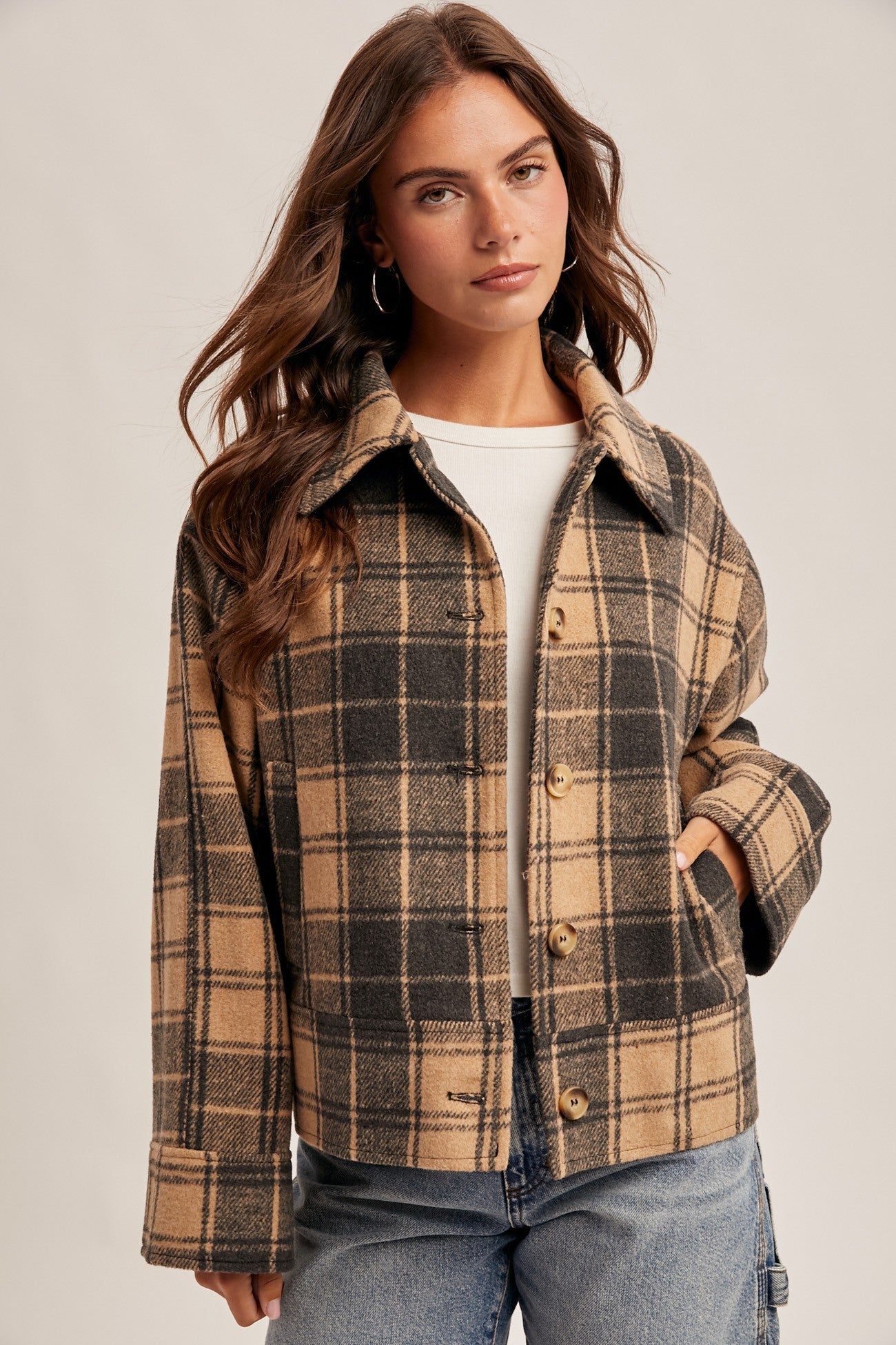 Button Down Plaid Jacket