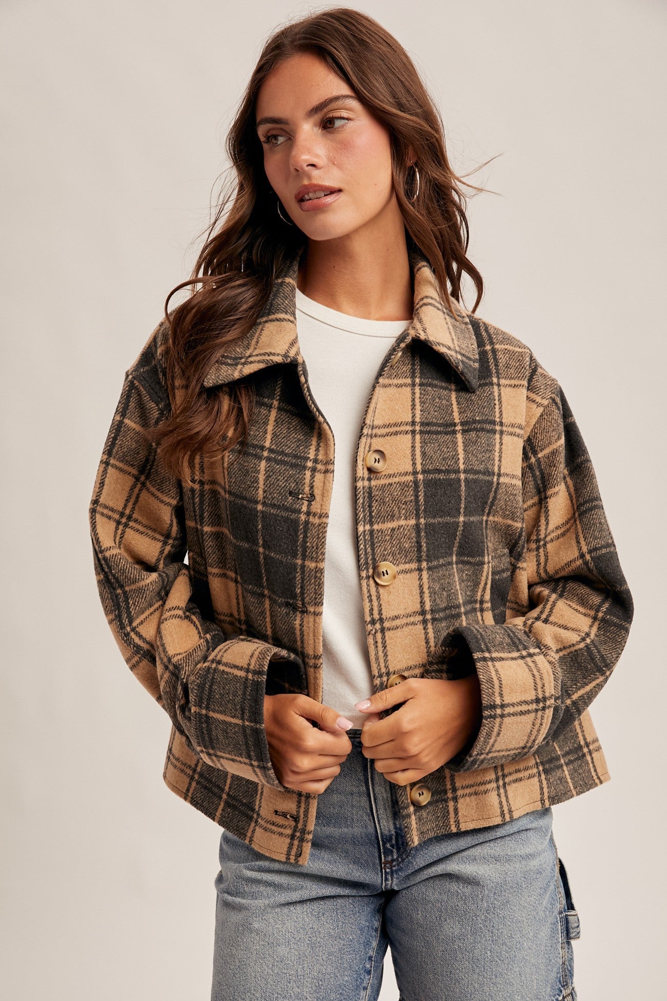 Button Down Plaid Jacket