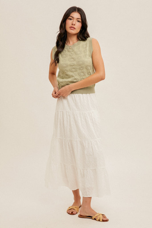 Floral Knit Sweater (Sage)