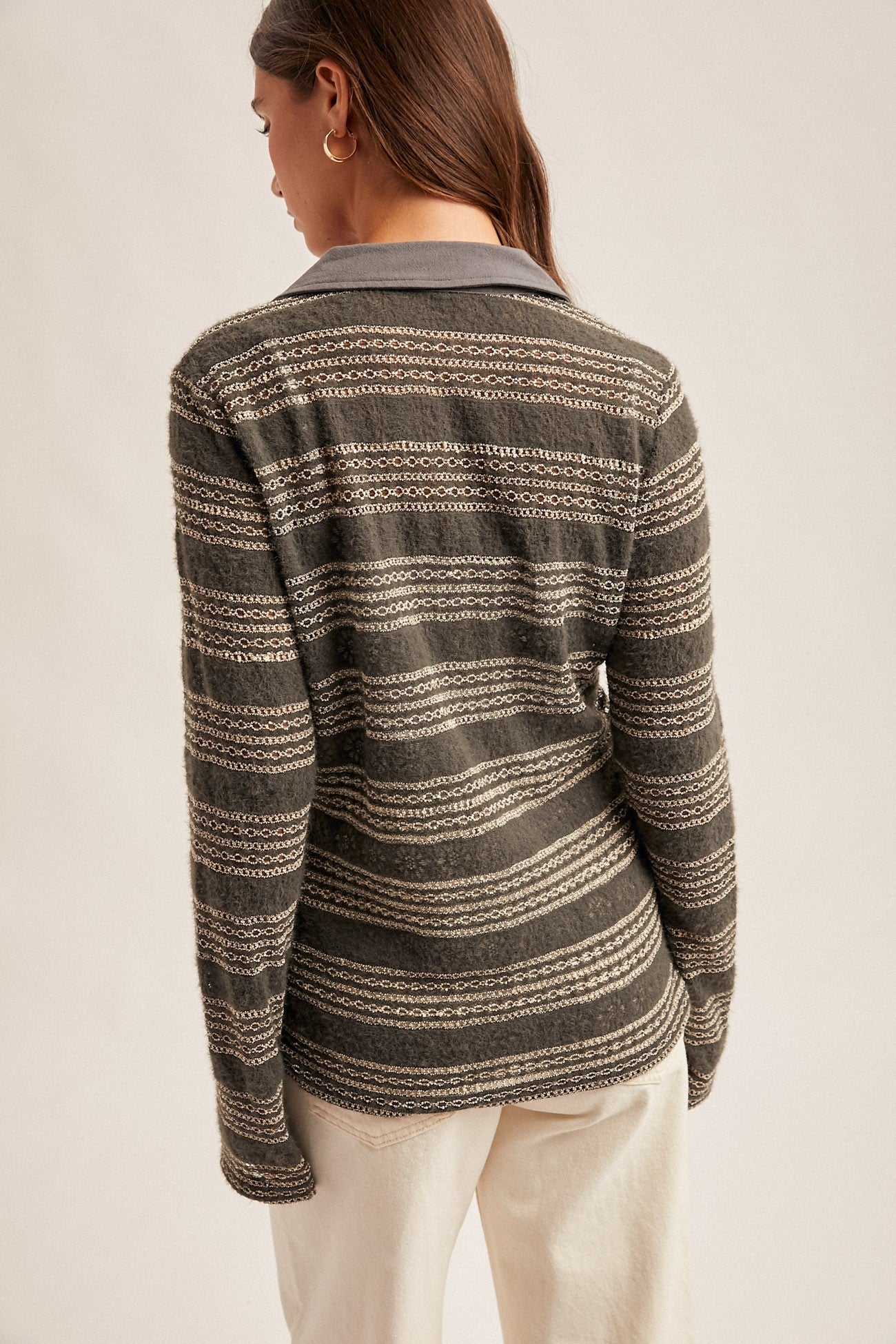 Two Tone Lace Button Shirt