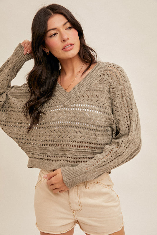 Open Crochet Knit Sweater
