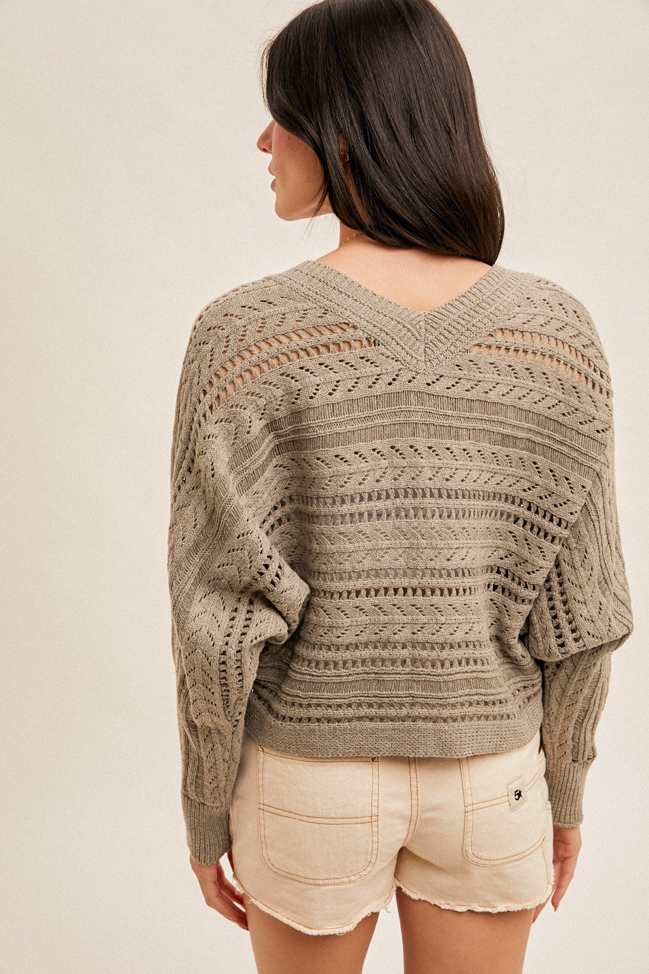 Open Crochet Knit Sweater
