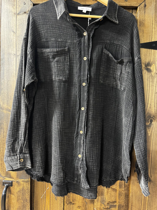 Mineral Washed Shirt/Black