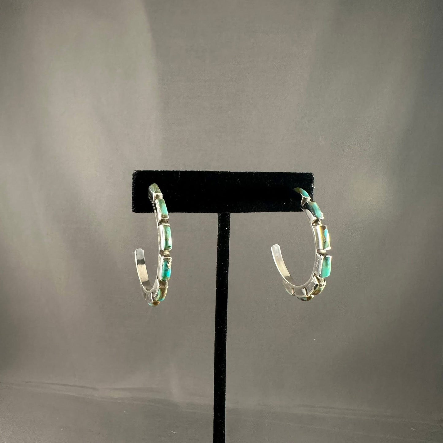 Turquoise Chicklet Hoop Earring