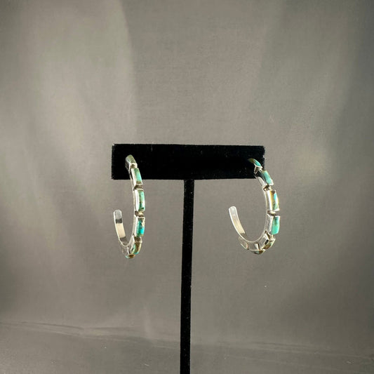 Turquoise Chicklet Hoop Earring