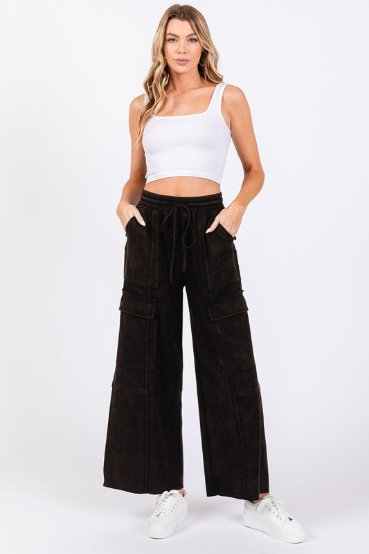 Mineral Washed Cargo Pants/Black