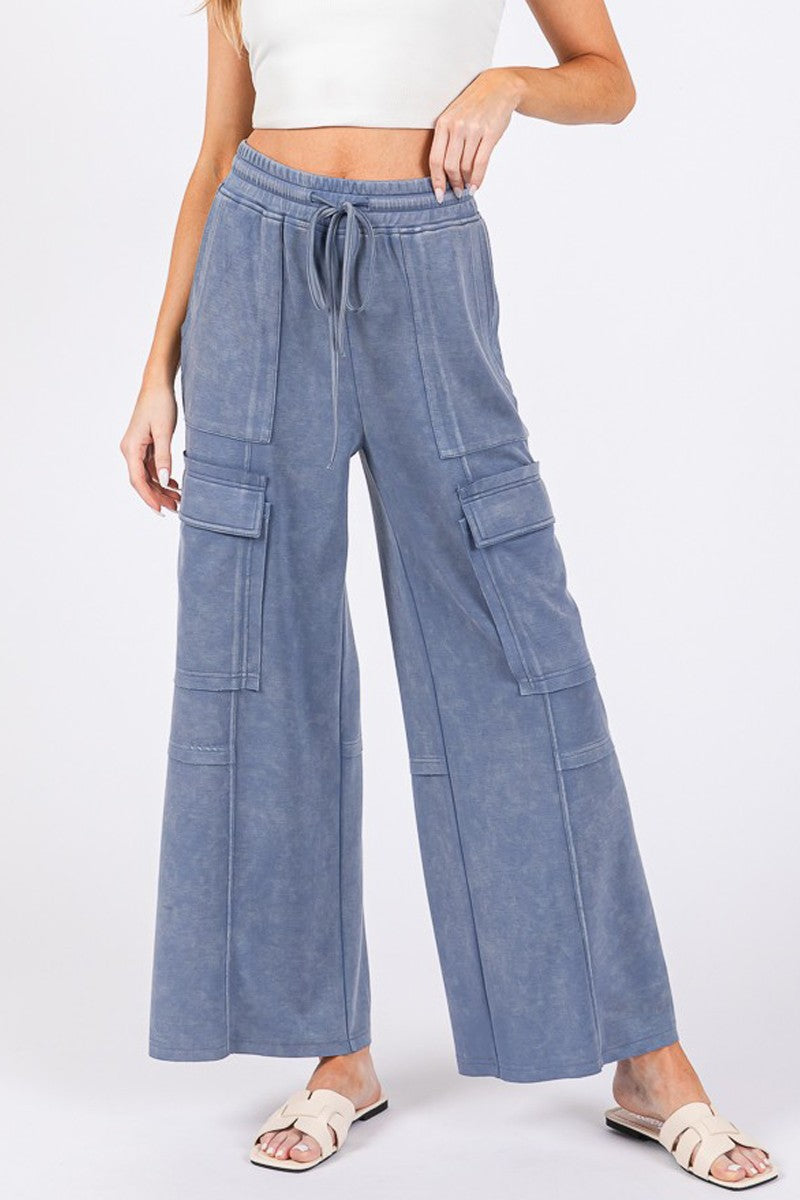 Mineral Washed Cargo Pants/Black