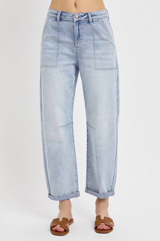 Mid-Rise Relaxed Barrel Jeans