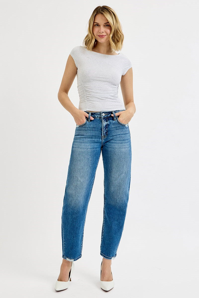 Risen Slim Barrel Ankle Jean