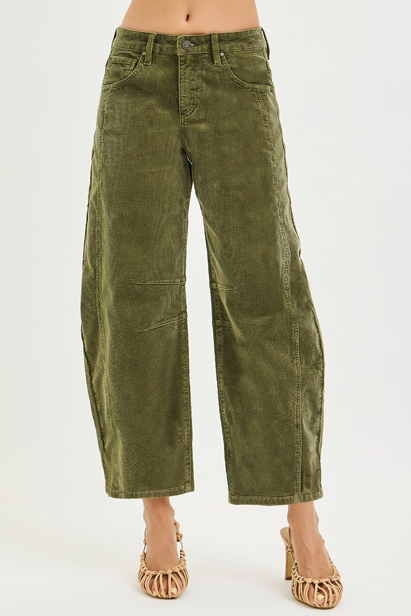 Slouchy Barrel Corduroy Pants/Moss