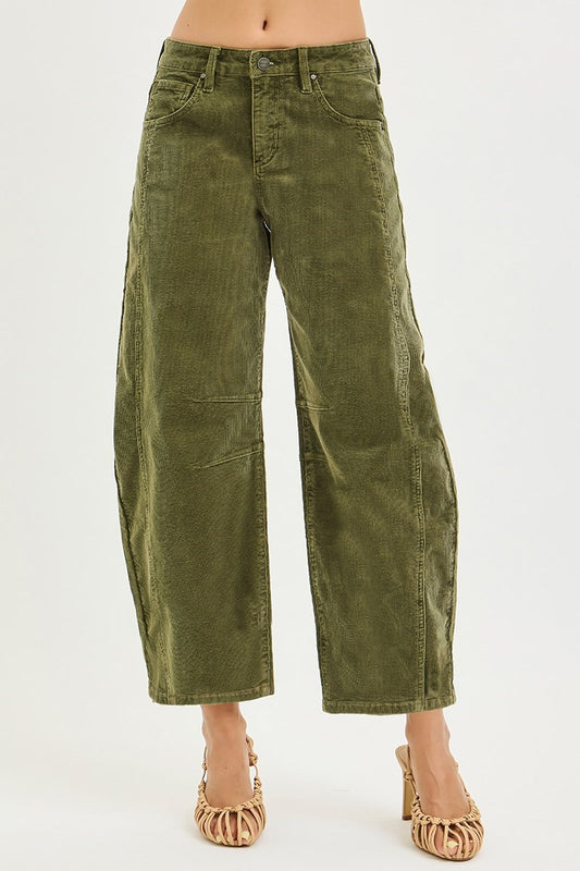 Slouchy Barrel Corduroy Pants/Moss