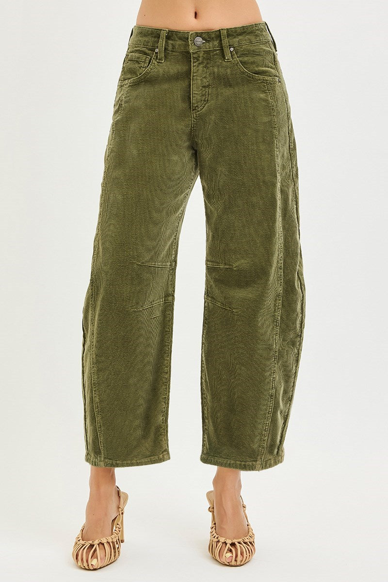 Slouchy Barrel Corduroy Pants/Moss
