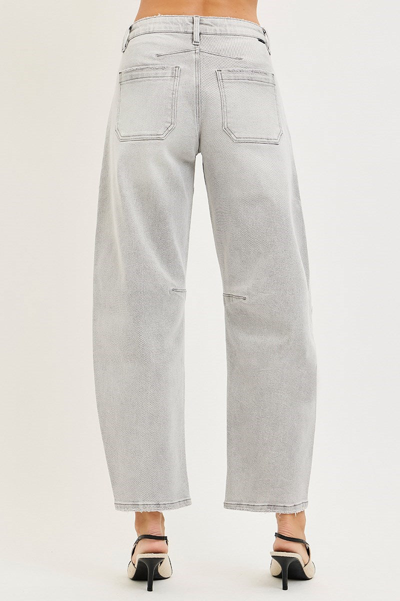 Patch Pocket Barrel Jeans/Lt Grey