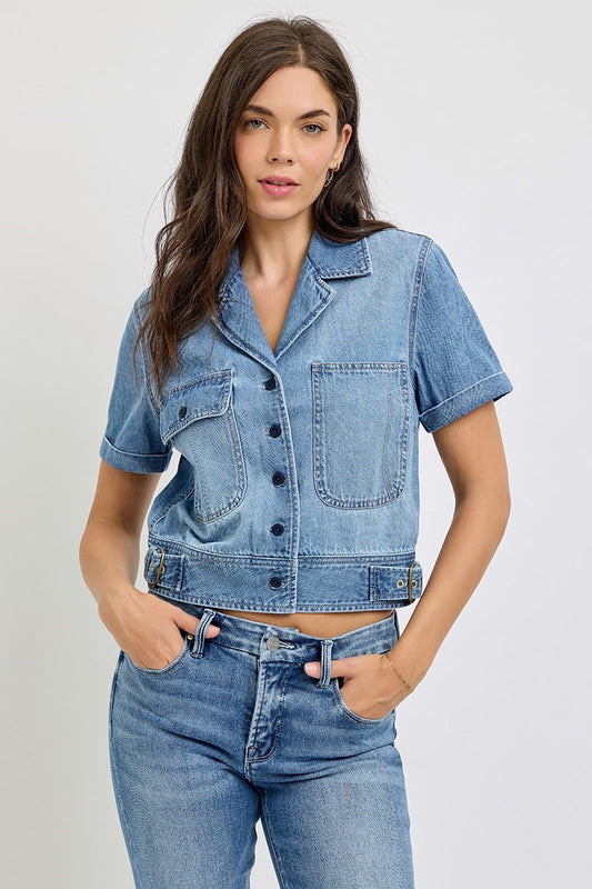 Short Sleeve Denim Shirt/Medium