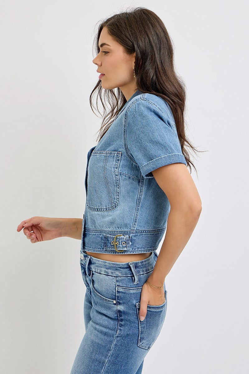 Short Sleeve Denim Shirt/Medium