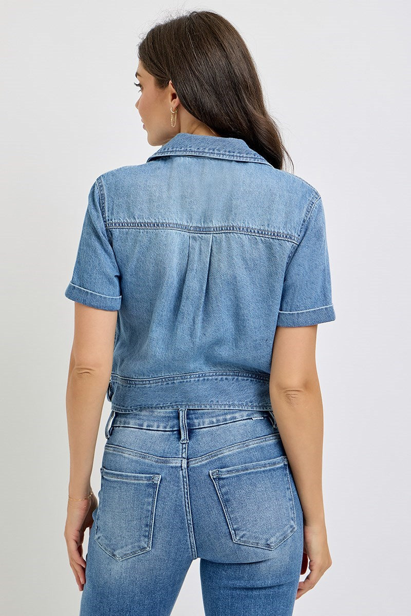 Short Sleeve Denim Shirt/Medium