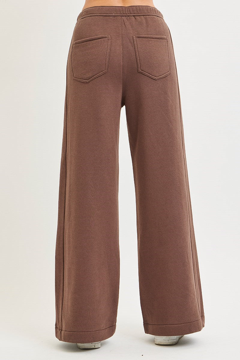 High Rise Wide Leg Sweats/Choco