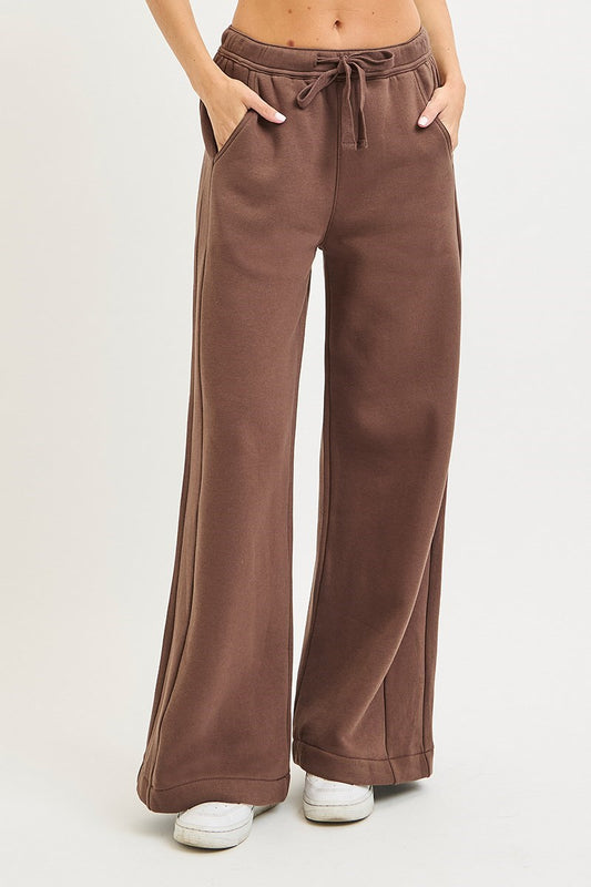 High Rise Wide Leg Sweats/Choco