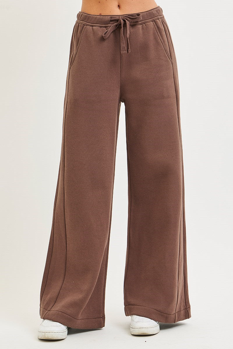 High Rise Wide Leg Sweats/Choco