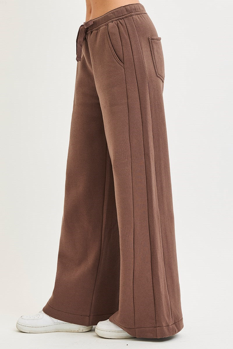 High Rise Wide Leg Sweats/Choco