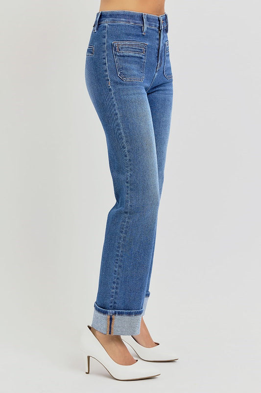 Risen/High Rise Straight Cuffed/Curvy