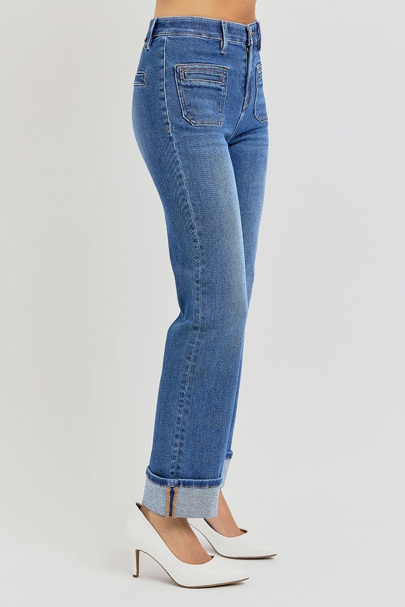 Risen/High Rise Straight Cuffed/Curvy